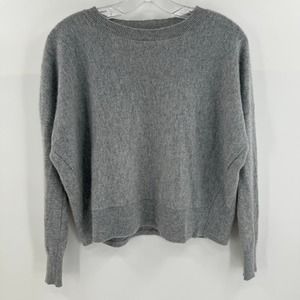 Eileen Fisher Size PP (Petite) 100% Cashmere Gray Crew Neck Boxy Cropped Sweater